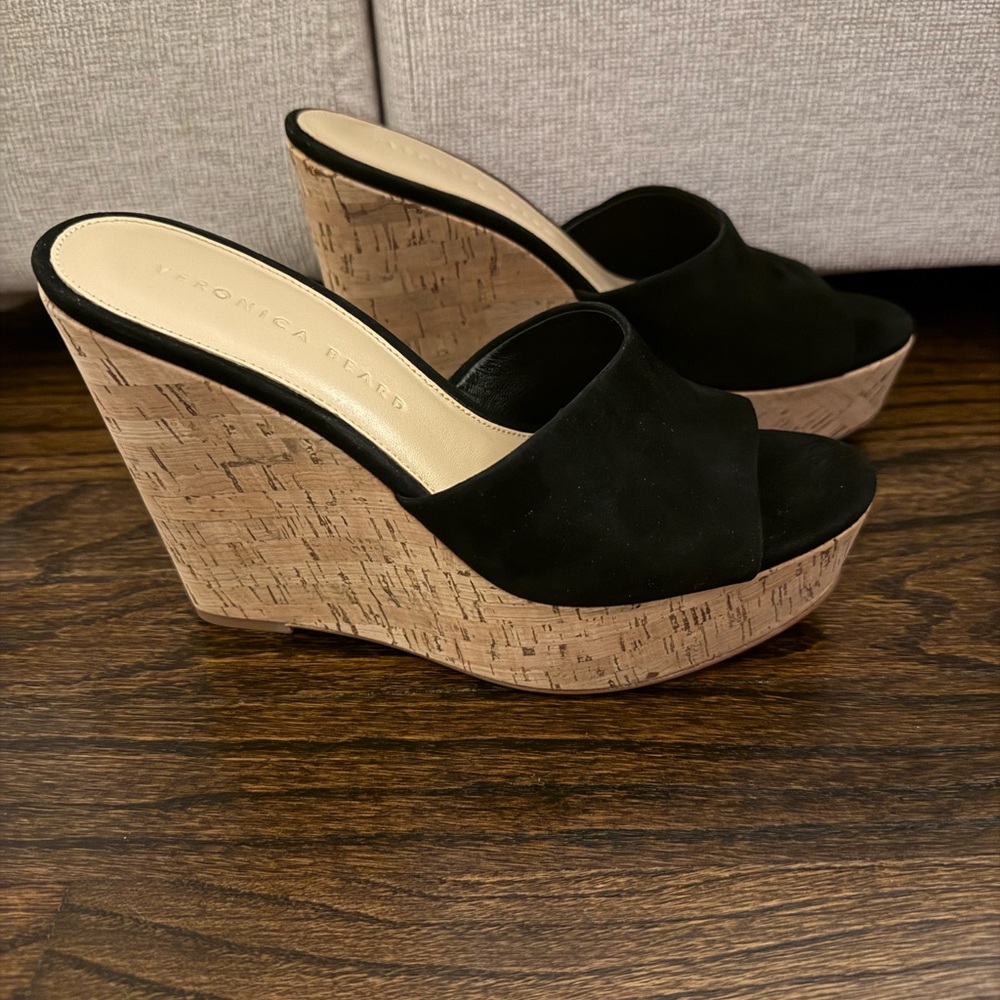 Veronica Beard | DALI| Black Cork Wedges